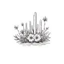 floral Arizona desert landscape tattoo design idea