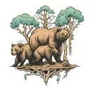 3 bears and 4 trees tattoo design idea