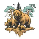 3 bears and 4 trees tattoo design idea