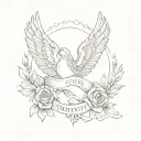 baby foot print and angel wings and name serenity tattoo design idea