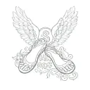 baby foot print and angel wings and name serenity tattoo design idea