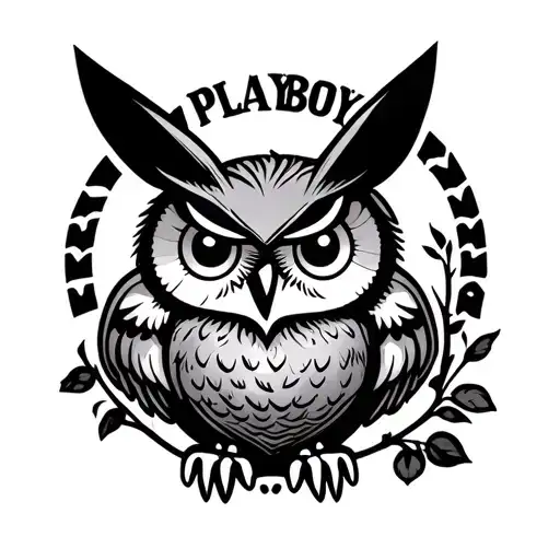 playboy logo with owl tattoo design idea