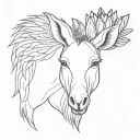 protea and donkey head looking straight tattoo design idea