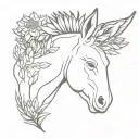 protea and donkey head looking straight tattoo design idea