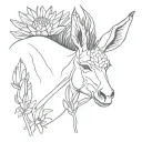 protea and donkey head looking straight tattoo design idea