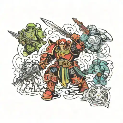 WARHAMMER 40K battle scene tattoo tattoo design idea