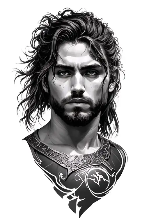 unstoppable warrior wielding tattoo design idea