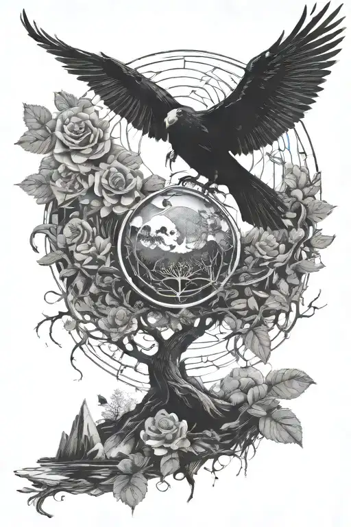 pyramideyeball,dragon,roses,tree of life,waterfall,moon,whale,nasty,raven, snakes,earth,mushrooms,marijuana  tattoo design idea