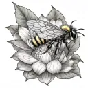 Bumble bee on a lotus flower tattoo design idea