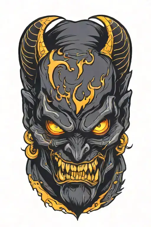 black devil  with yellow eyes  tattoo design idea