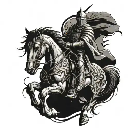 gothic knight and horse tattoo design idea