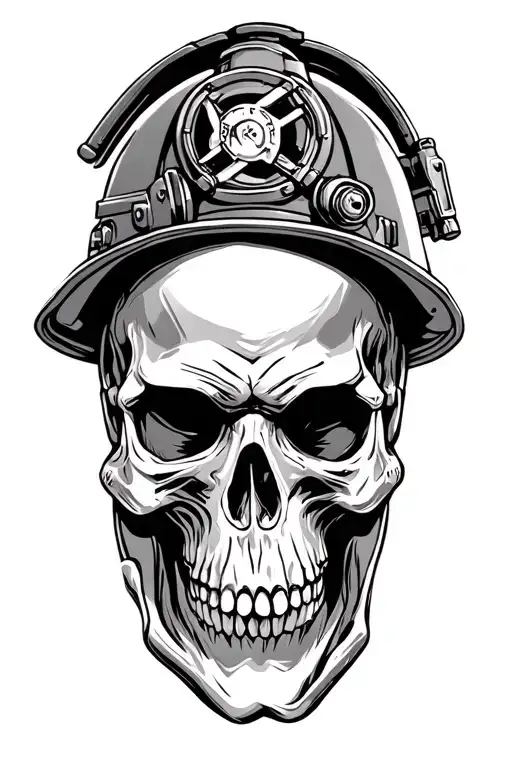 Firefighter skull/ mechanic tattoo design idea