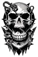 (skull anchor, facing forward, sharp defined teeth:1.4),  (8-pointed chaos star low contrast directly behind skull:1.2) tattoo design idea