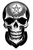 (skull anchor, facing forward, sharp defined teeth:1.4),  (8-pointed chaos star low contrast directly behind skull:1.2) tattoo design idea