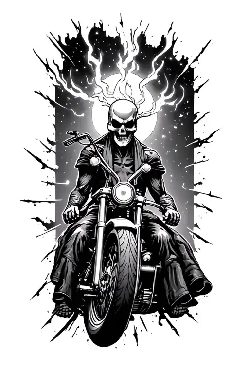 simple cosmic ghost rider tattoo design idea