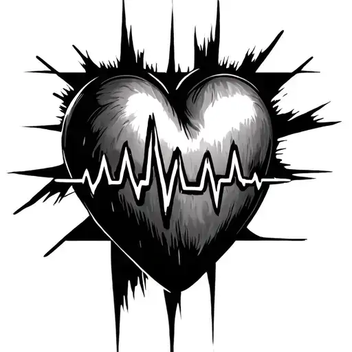heart with four heartbeat lines going tattoo design idea