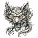 wolf dragon books tattoo design idea