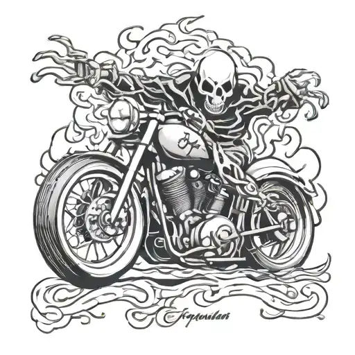 ghost rider in cursive writing tattoo design idea
