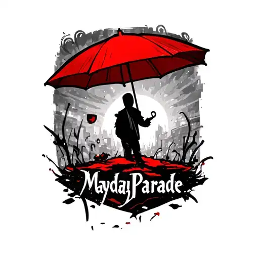 red umbrella, mayday parade album cover tattoo design idea
