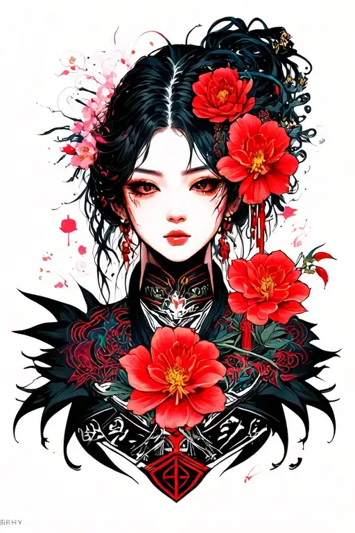 cyberpunk dark fantasy style rock tattoo design idea