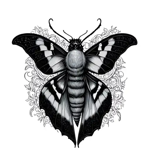 goth moth, death moth, occult, moon tattoo design idea