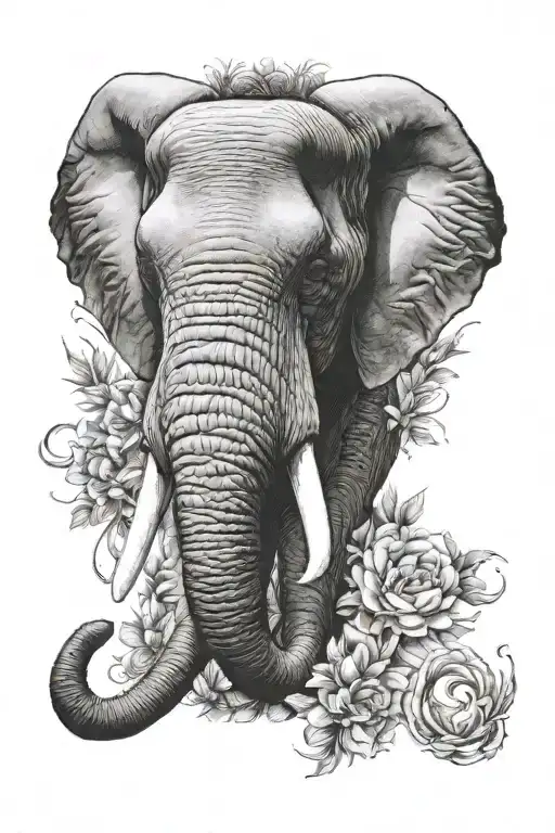 Elephant face tattoo design idea
