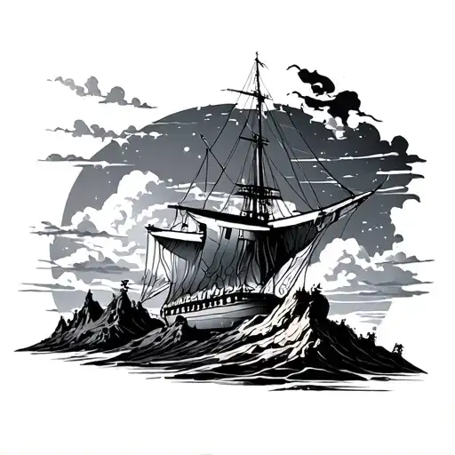 design an old school sky, which is close to some Jerry sailor style or traditional, old-school style tattoo design idea