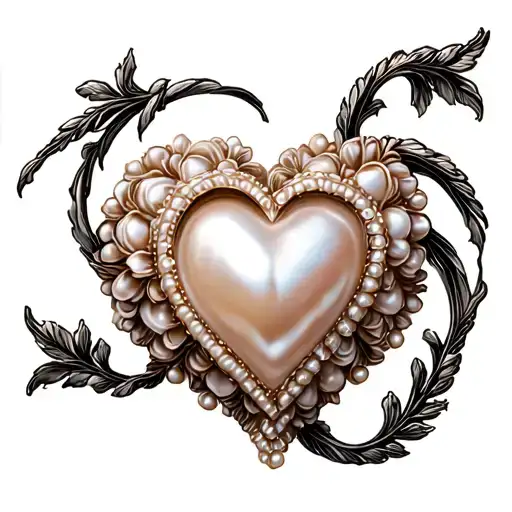 heart Pearl trim tattoo design idea