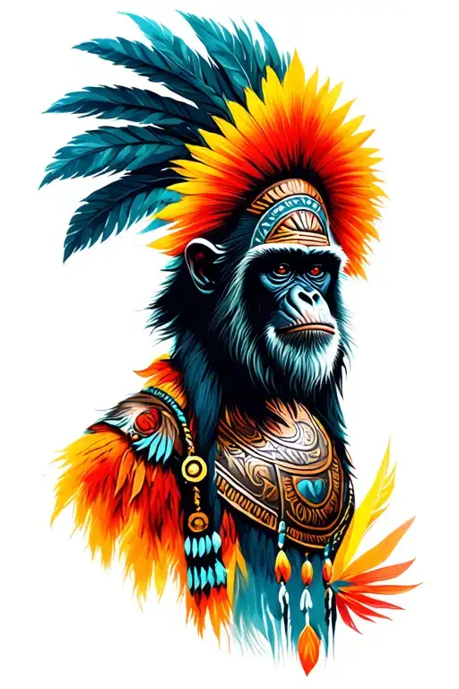 taino monkey warrior tattoo design idea
