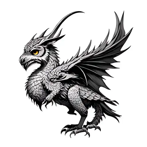 owl dragon ox combined tattoo tattoo design idea