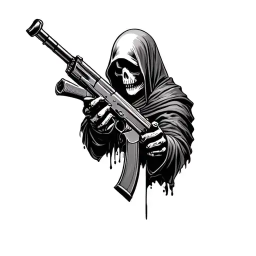Grim Reaper with ak47 tattoo design idea