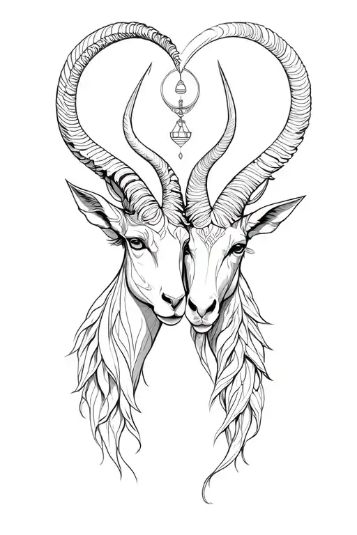 Libra and Capricorn merging together tattoo design idea