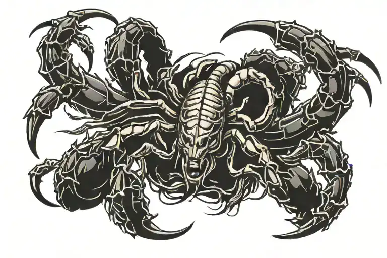 curved scorpion, evil, anger, fear tattoo design idea