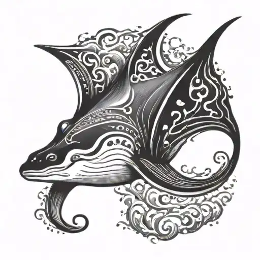 manta ray gracefully swimming tattoo design idea