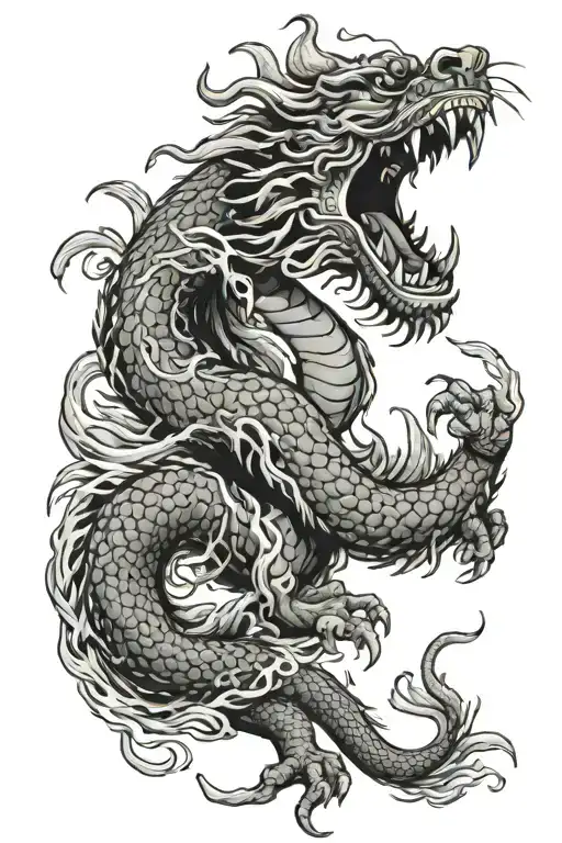 Chinese dragon and tiger fighting tattoo design idea