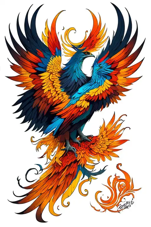 phoenix symmetrical design tattoo design idea