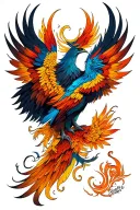 phoenix symmetrical design tattoo design idea