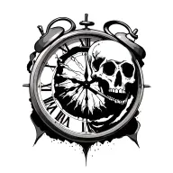 clock and skeleton  tattoo design idea