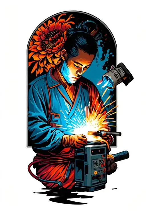 welder welding tattoo design idea