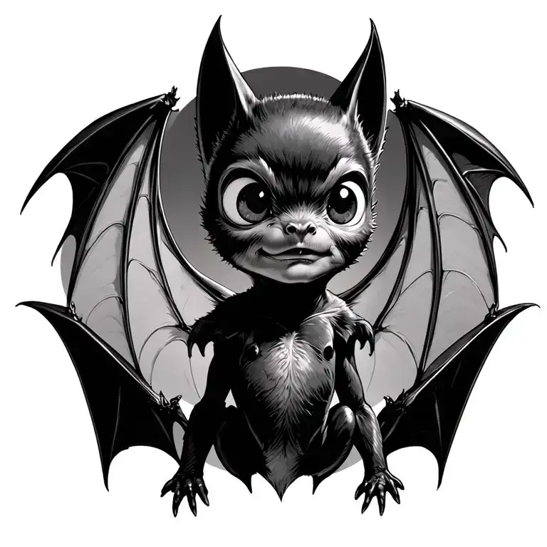 little bat flying tattoo design idea