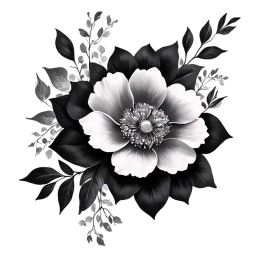 silky floral vertical composition tattoo design idea