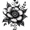 silky floral vertical composition tattoo design idea