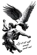 Icarus falling with the words "Let it all work out" tattoo design idea