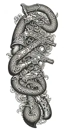 don't tread on me flintlock pistols crossing each other tattoo design idea