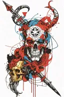 skull, lion, sagittarius, blue eyes tattoo design idea