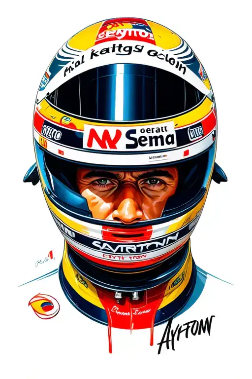 ayrton Senna formula 1 car racing tattoo design idea