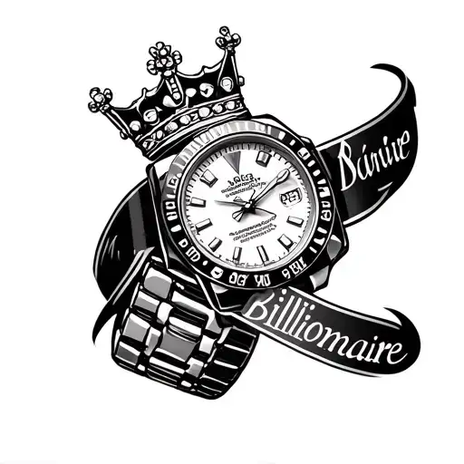 Billionaire written, wrist tattoo with rolex crown tattoo design idea