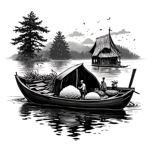 The timber's already a boat; the rice is cooked. tattoo design idea