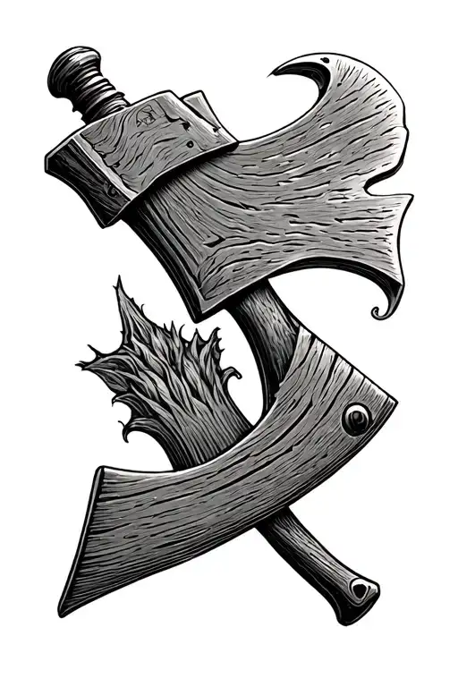 hatchet etch tattoo design idea