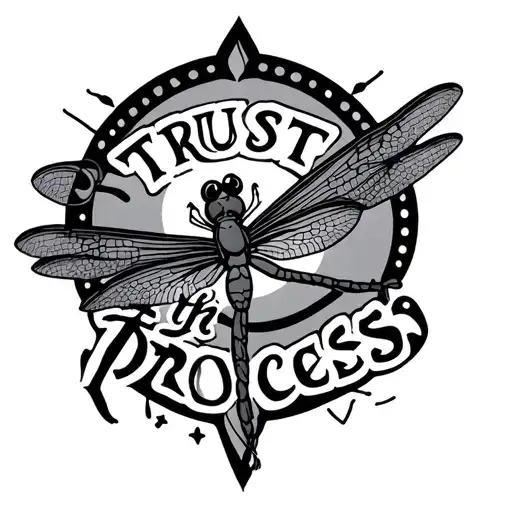 "Trust the process;" Dragonfly tattoo design idea
